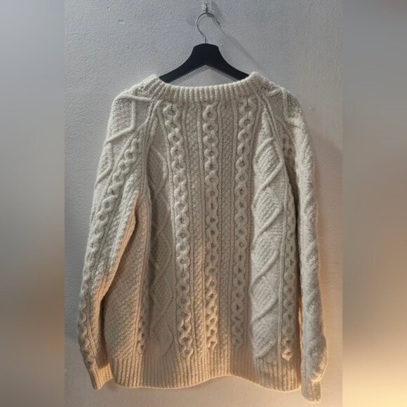 Athena Irish Hand Knit Wool Cable Chunky Cream Fisherman Sweater - Picture 4 of 4